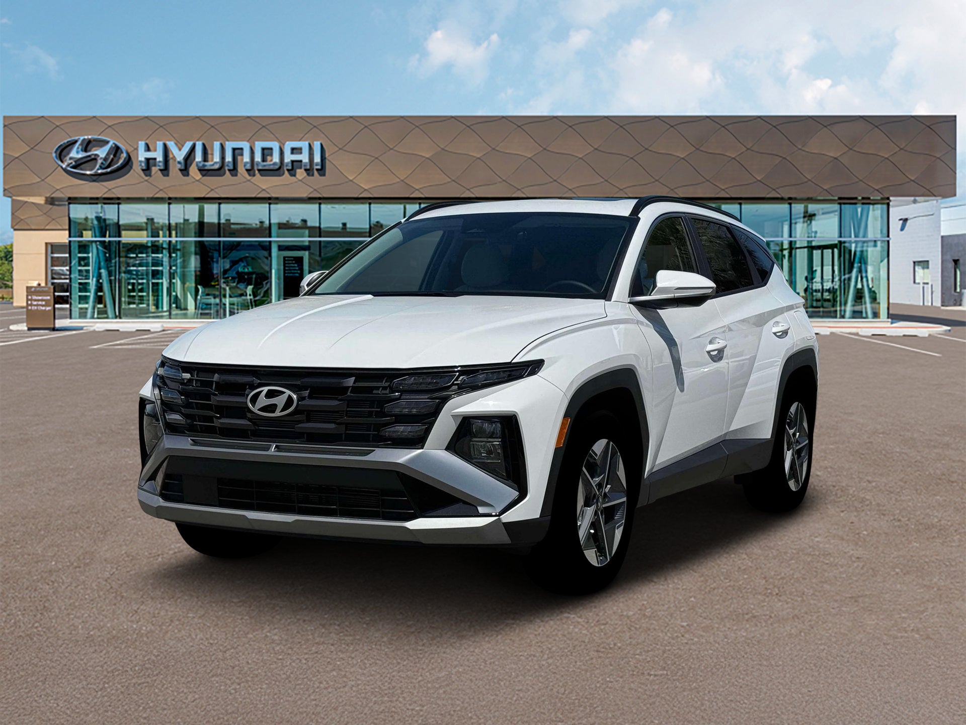 2026 Hyundai TUCSON SEL Premium FWD in Serenity White Pearl — front three-quarter view