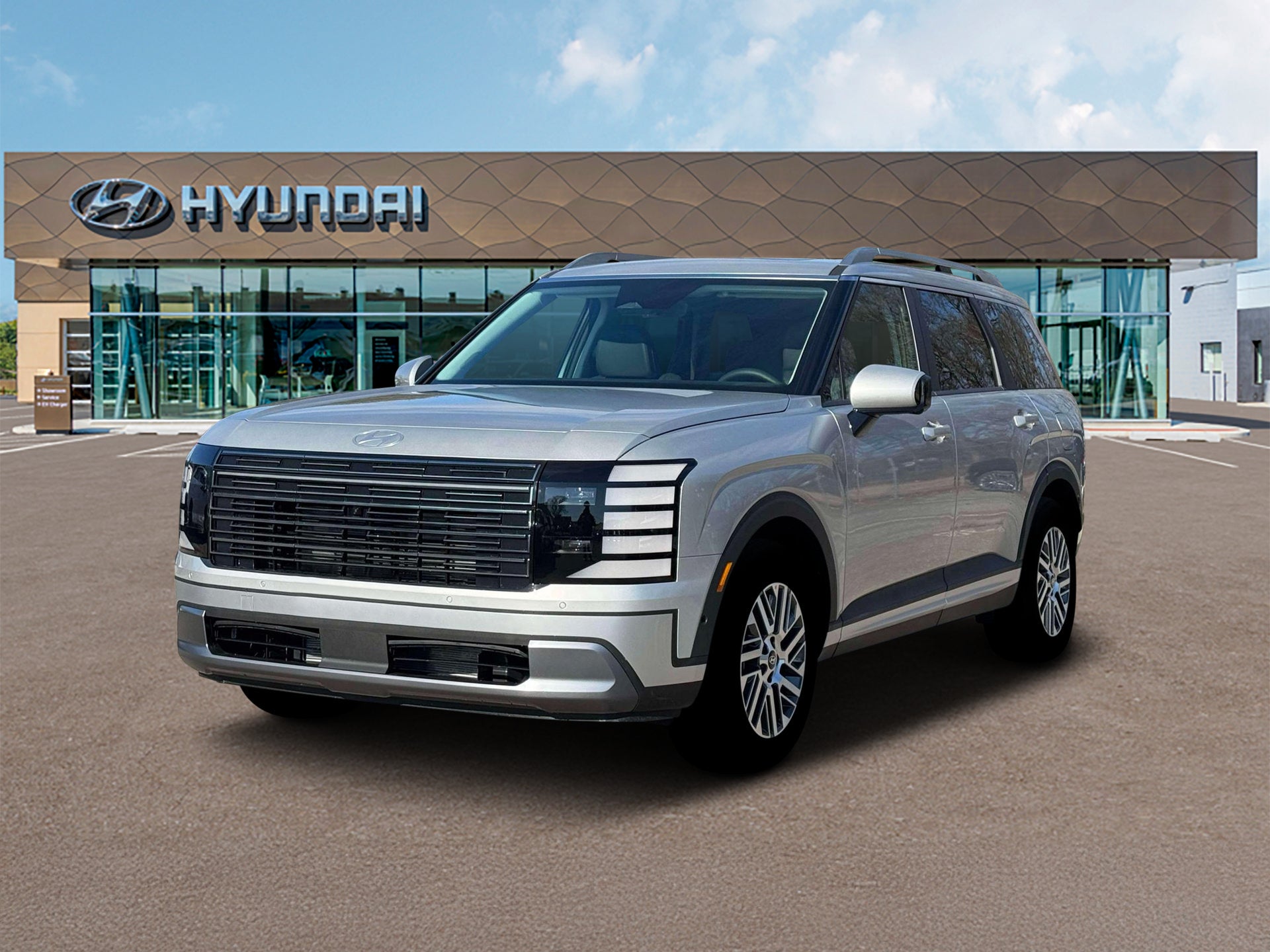 2026 Hyundai PALISADE SEL Premium AWD in Typhoon Silver Metallic — front three-quarter view