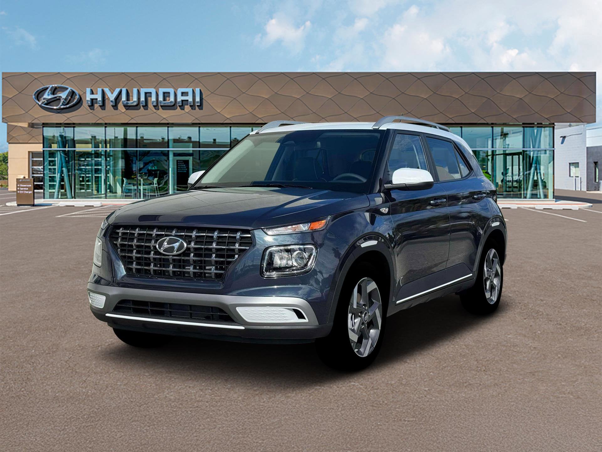 2026 Hyundai VENUE SEL W/Two-Tone Roof in Denim W/White Roof — front three-quarter view